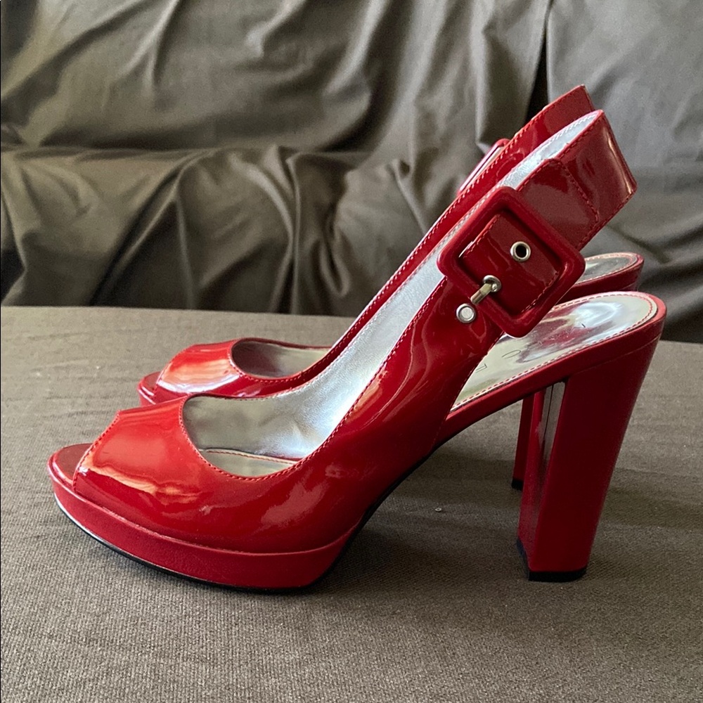 NEW. Marc Fisher Red Peep-Toe Heels 9.5